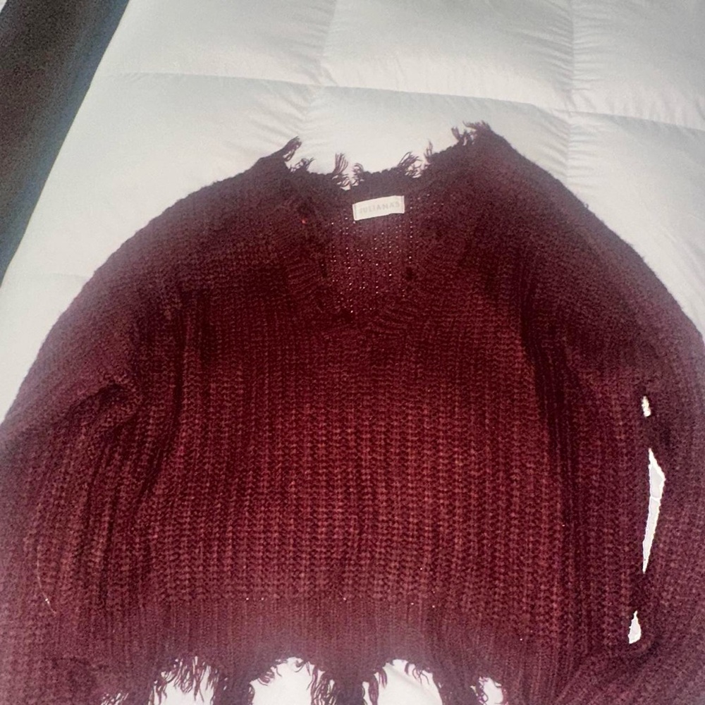 Juliana Burgundy V-Neck Sweater